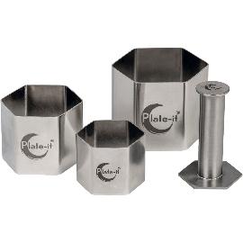 Artikelbild für PLATE-IT Garnierringe 6 eckig 3-tlg., mit Drücker, Höhe: 130 mm, ø: 80, 65, 50mm