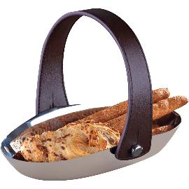 Artikelbild für BROGGI »Essenza« Brotkorb mit Ledergriff, Höhe: 130 mm, Länge: 225 mm