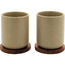 Artikelbild für BREDEMEIJER Teebecher mit Untersetzer, 2-tlg. Keramik/Holz, grau