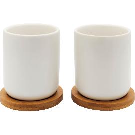 Artikelbild für BREDEMEIJER Teebecher mit Untersetzer, 2-tlg. Keramik/Holz, weiß