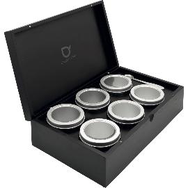 Artikelbild für BREDEMEIJER Teebox 6 Dosen mit Messlöffel Bambus, schwarz