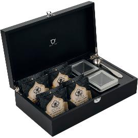 Artikelbild für BREDEMEIJER Teebox 4 Fächer, 2 Dosen und Messlöffel Bambus, schwarz