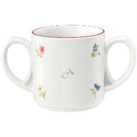 Artikelbild für SELTMANN »Community« Becher mit 2 Henkel, rot, Streublumen, Linie