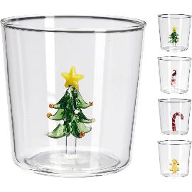Artikelbild für Trinkglas Weihnachtsfiguren innen, sortiert, Borosilikatglas