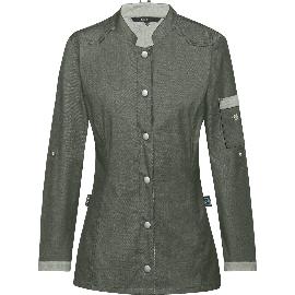 Artikelbild für GREIFF Damen-Kochjacke im Bikerstyle Denimoptik olive