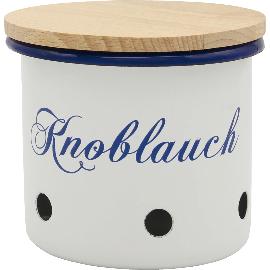 Artikelbild für Knoblauchtopf Email, Holzdeckel