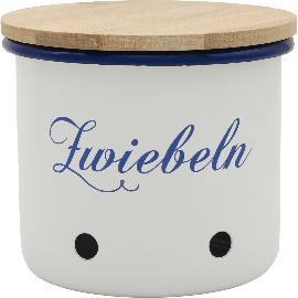 Artikelbild für Zwiebeltopf Email, Holzdeckel